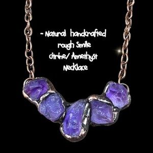 - witch jewelry Natural  handcrafted  raw Smile citrine/ Amethyst  Necklace